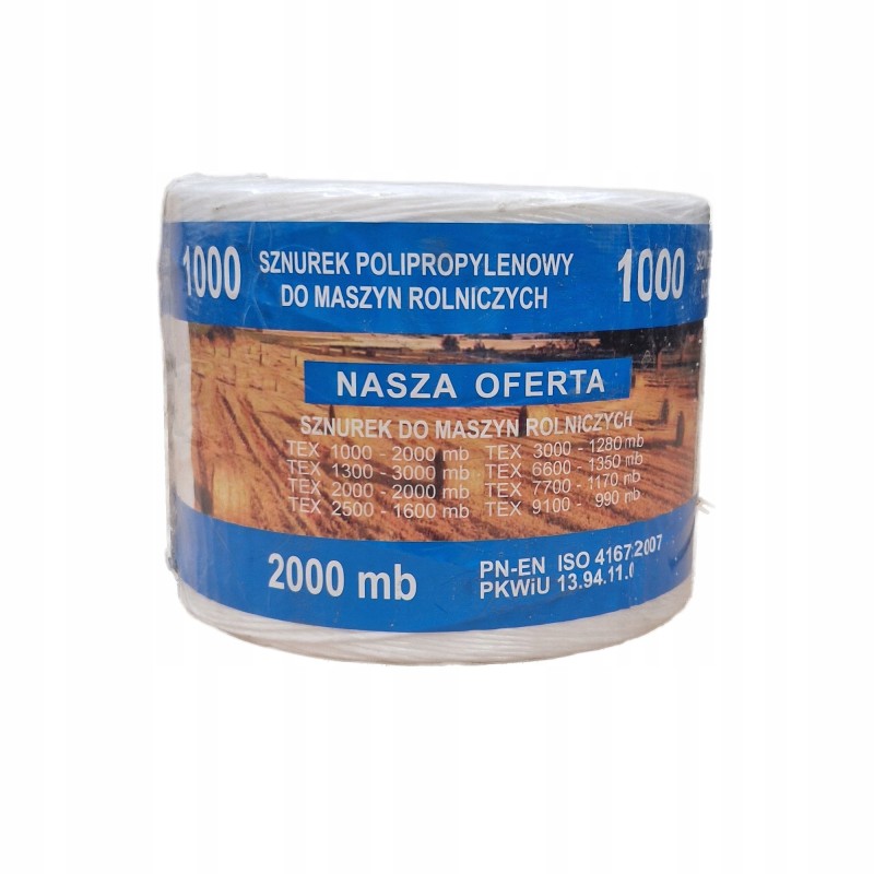 Agricultural twine 2000m tex 1000 2kg white tegafol
