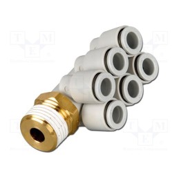 1 pcs x SMC-KQ2ZT06-03AS - Push-in fitting, threaded,angled 90°, -1÷10bar, Thread: R 3/8'