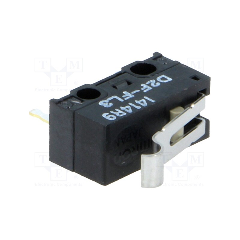 1 pcs x OMRON OCB - D2F-FL3 - Microswitch SNAP ACTION, 1A/125VAC, 0.5A/30VDC, SPDT, ON-(ON)