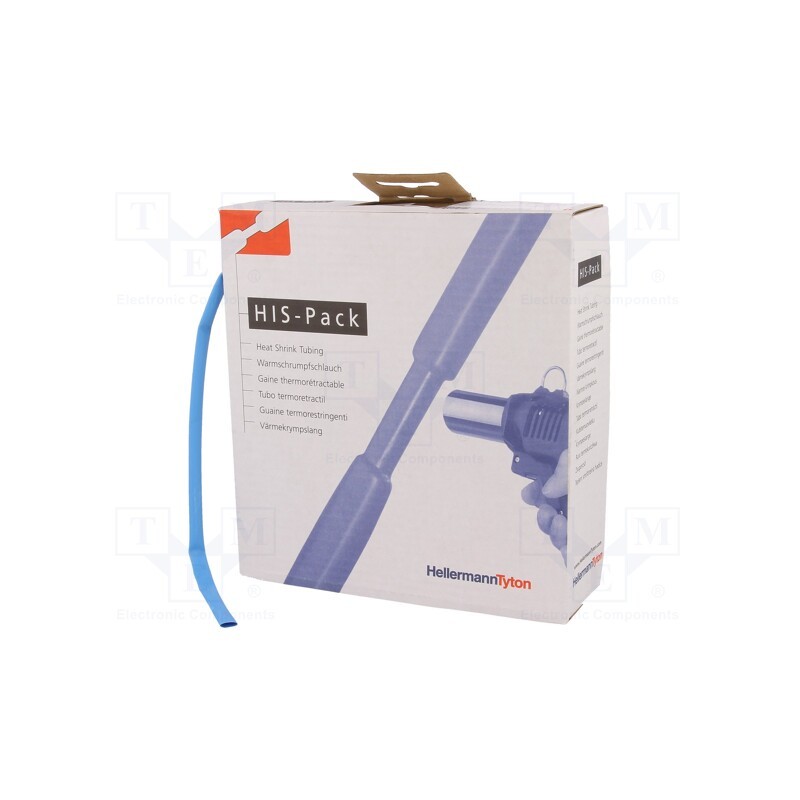 1 pcs x HELLERMANNTYTON - 300-30486 - Heat shrink sleeve, 2: 1, 4.8mm, L: 10m, blue, cardboard packaging