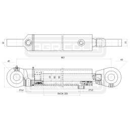 Hydraulic piston cylinder 80 45 stroke 320mm l 663