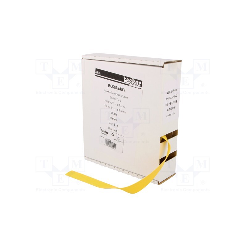 1 pcs x TASKER - BOX 9548 Y - Heat shrink sleeve, glueless, 2: 1, 9.5mm, L: 5m, yellow
