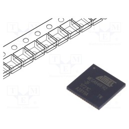 1 pcs x MICROCHIP TECHNOLOGY - ATMEGA64RFR2-ZF - IC: AVR microcontroller, VQFN64, Ext.inter: 32, Cmp: 1, ATMEGA