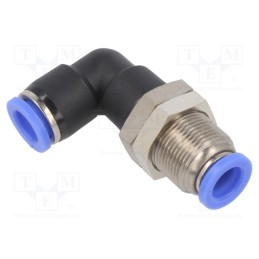 1 pcs x PNEUMAT-152.008 - Push-in fitting, bulkhead,angled 90°, -0.95÷15bar, Thread: M16x1