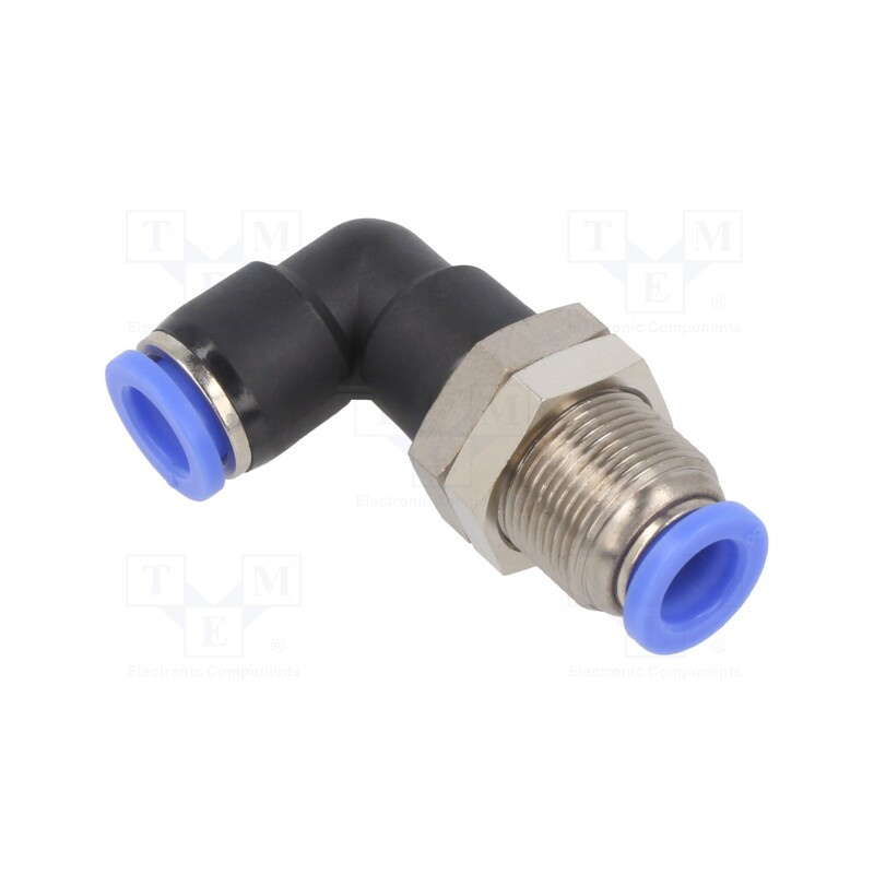 1 pcs x PNEUMAT-152.008 - Push-in fitting, bulkhead,angled 90°, -0.95÷15bar, Thread: M16x1