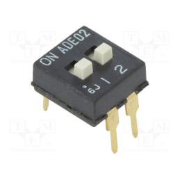 1 pcs x TE Connectivity - 1825057-1 - Switch: DIP-SWITCH, Poles number: 2, ON-OFF, 0.1A/24VDC, Pos: 2
