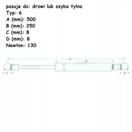 Gas actuator for rear window and doors case 4220