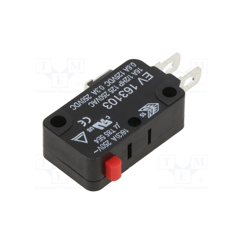 1 pcs x ECE - EV163103 - Microswitch SNAP ACTION, 16A/250VAC, 0.6A/125VDC, without lever
