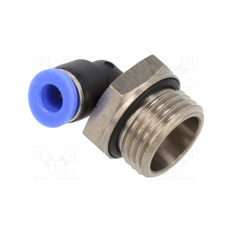 1 pcs x PNEUMAT-125N.012-6 - Push-in fitting, angled 90°,twistable, -0.95÷15bar, Thread: 1/2'