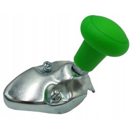 Green steering knob on the crossbar