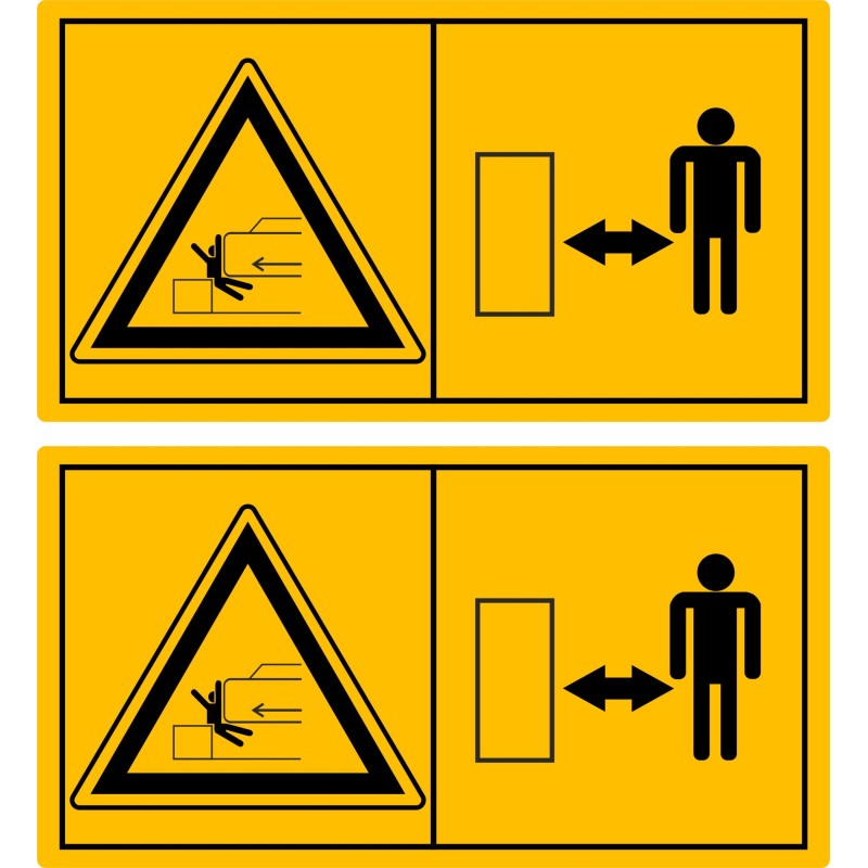 Warning stickers, pictograms, excavator, bulldozer