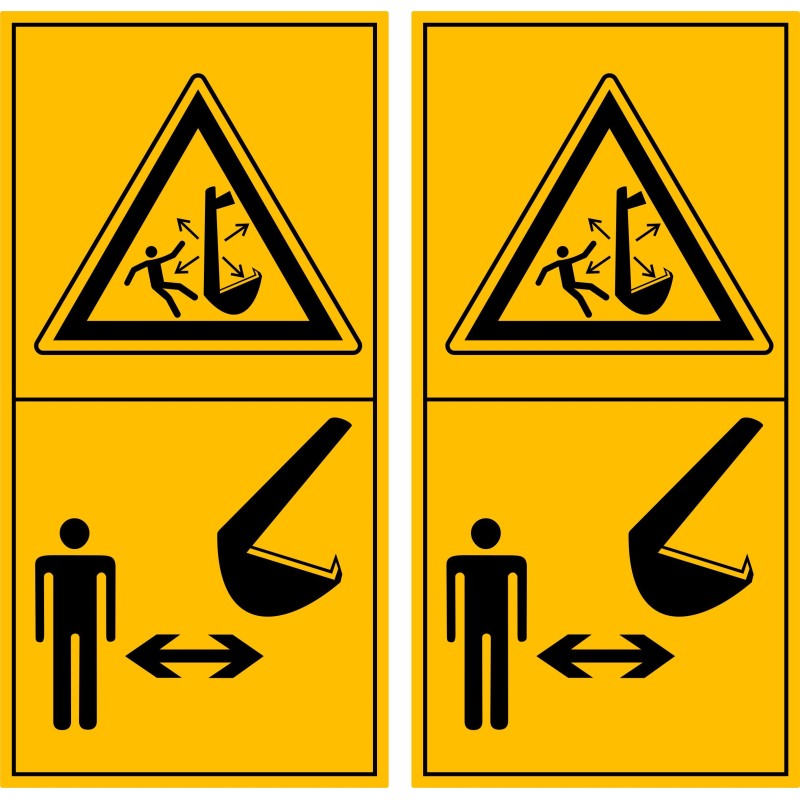 Warning stickers pictograms excavator 20cm