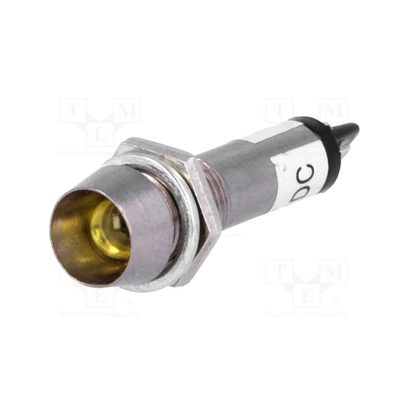 5 pcs x NINIGI - IND8-12Y-B - Indicator: LED, recessed, yellow, 12VDC, Ø8.2mm, IP40, metal