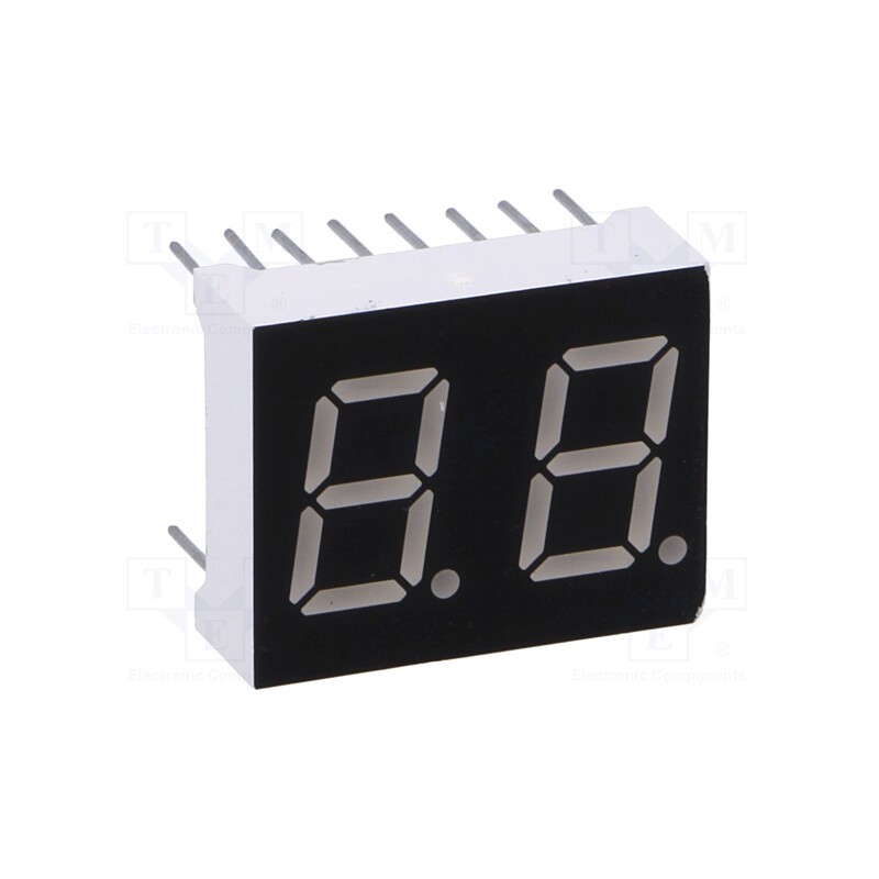 1 pcs x WENRUN - LDD040AUE-101A-02 - Display: LED, 7-segment, 10.16mm, 0.4', No.char: 2, red, 6.5mcd