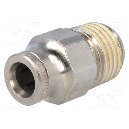 1 pcs x NORGREN HERION-101250628 - Push-in fitting, straight, nickel plated brass, Thread: BSP 1/4'