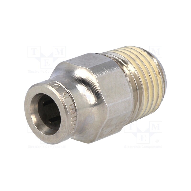 1 pcs x NORGREN HERION-101250628 - Push-in fitting, straight, nickel plated brass, Thread: BSP 1/4'
