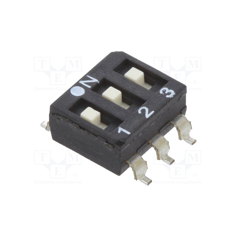 1 pcs x ECE - ESD103LTZ - Switch: DIP-SWITCH, Poles number: 3, OFF-ON, 0.025A/24VDC, Pos: 2
