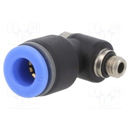 1 pcs x PNEUMAT-145.005-6 - Push-in fitting, angled, -0.95÷15bar, nickel plated brass,PBT