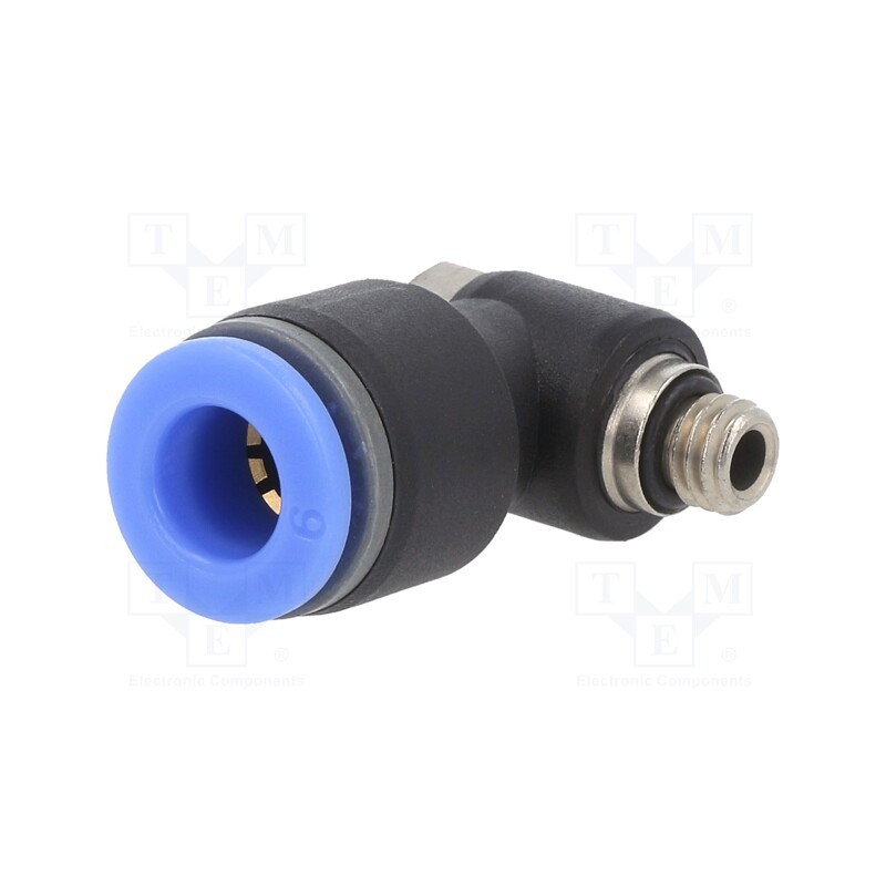 1 pcs x PNEUMAT-145.005-6 - Push-in fitting, angled, -0.95÷15bar, nickel plated brass,PBT