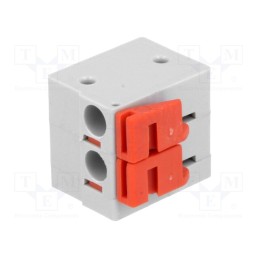 2 pcs x NINIGI - AC142R-02P-5.08-GRAY - PCB terminal block, angled 90°, 5.08mm, ways: 2, on PCBs, 0.5mm2