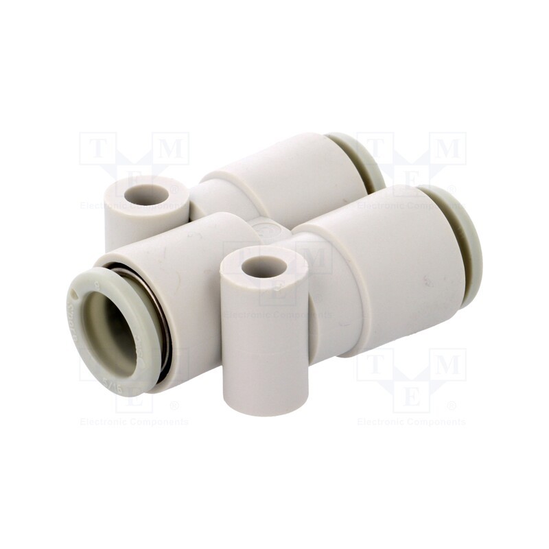 1 pcs x SMC-KQ2U08-00A - Tee fitting, plug-in, -1÷10bar, polypropylene, -5÷60°C