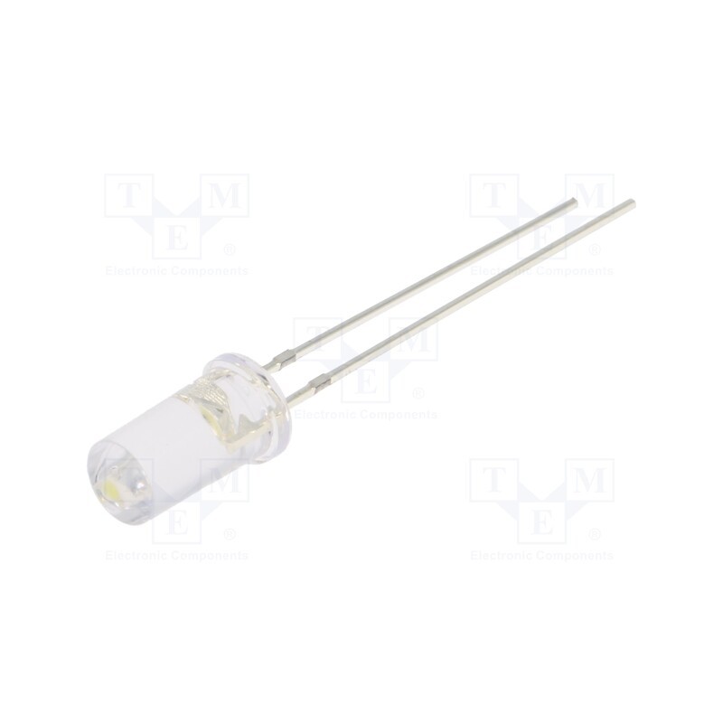 1 pcs x OPTOSUPPLY - OSWWD25TA1A - LED, 5mm, white cold, 1120÷1560mcd, 100°, Front: flat, 2.7÷3.4V