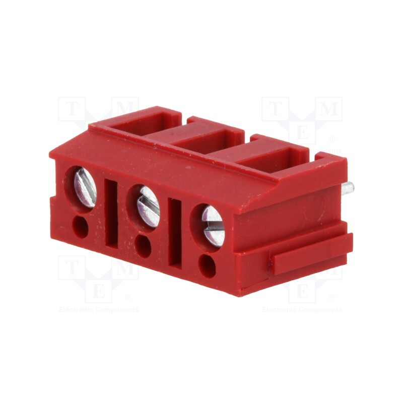 2 pcs x PTR MESSTECHNIK - AK110/3DS-7,5-V/ROT - PCB terminal block, angled 90°, 7.5mm, ways: 3, on PCBs, 2.5mm2