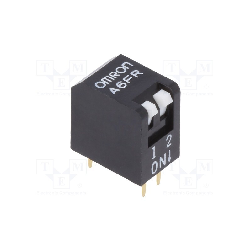1 pcs x OMRON OCB - A6FR2101 - Switch: DIP-SWITCH, Poles number: 2, ON-OFF, 0.025A/24VDC, Pos: 2