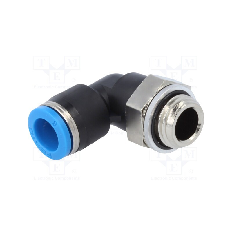 1 pcs x FESTO-186120 - Push-in fitting, angled 90°, -0.95÷6bar, Gasket: NBR rubber, QS