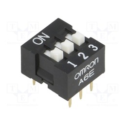 1 pcs x OMRON OCB - A6E-3104-N - Switch: DIP-SWITCH, Poles number: 3, ON-OFF, 0.025A/24VDC, Pos: 2