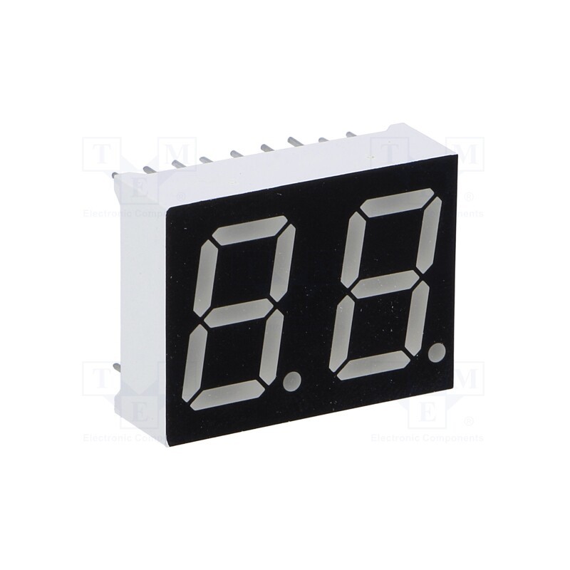 1 pcs x OPTO Plus LED - OPD-D5630LR-BW - Display: LED, 7-segment, 14.2mm, 0.56', No.char: 2, red, 30mcd, anode