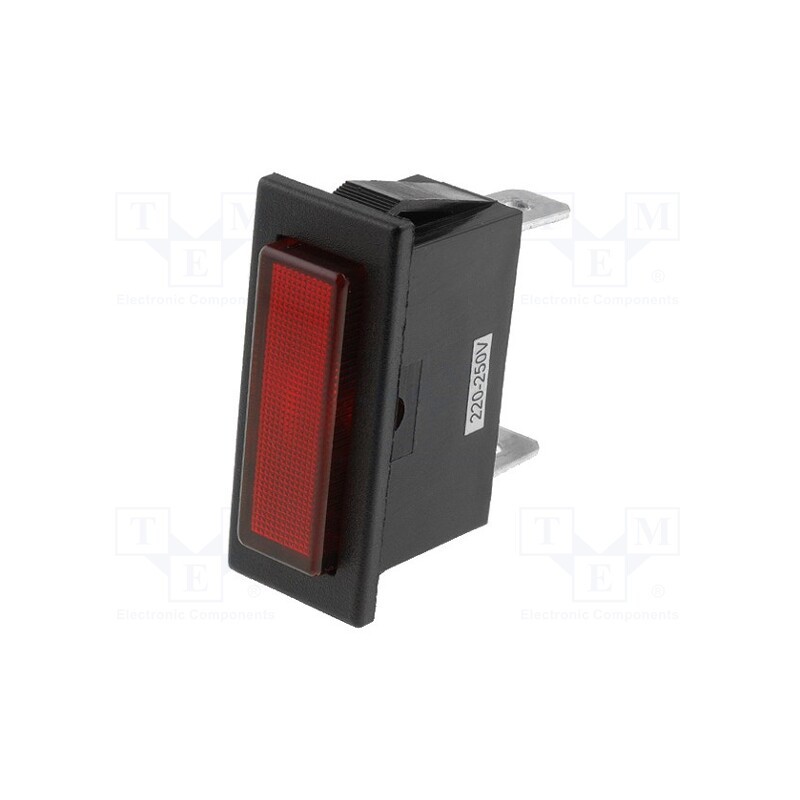 1 pcs x SCI - R9-70N-01-220V-RED - Indicator: with neon lamp, flat, red, 230VAC, Cutout: 30.4x11.2mm