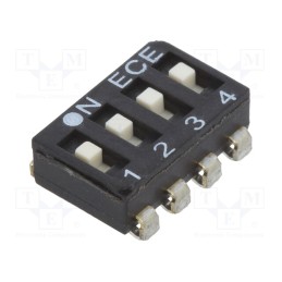 1 pcs x ECE - ESL104LTZ - Switch: DIP-SWITCH, Poles number: 4, OFF-ON, 0.025A/24VDC, Pos: 2