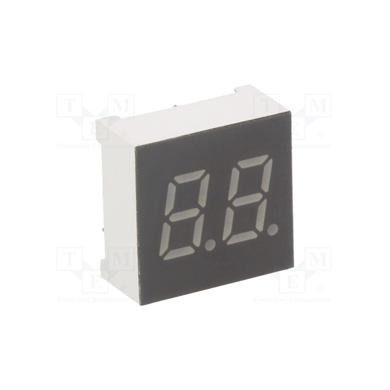 1 pcs x LUCKYLIGHT - KW2-301CGA - Display: LED, 7-segment, 7.62mm, 0.3', No.char: 2, yellow-green