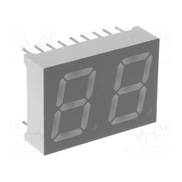 1 pcs x LUCKYLIGHT - KW2-521AGA - Display: LED, 7-segment, 13.2mm, 0.52', No.char: 2, yellow-green