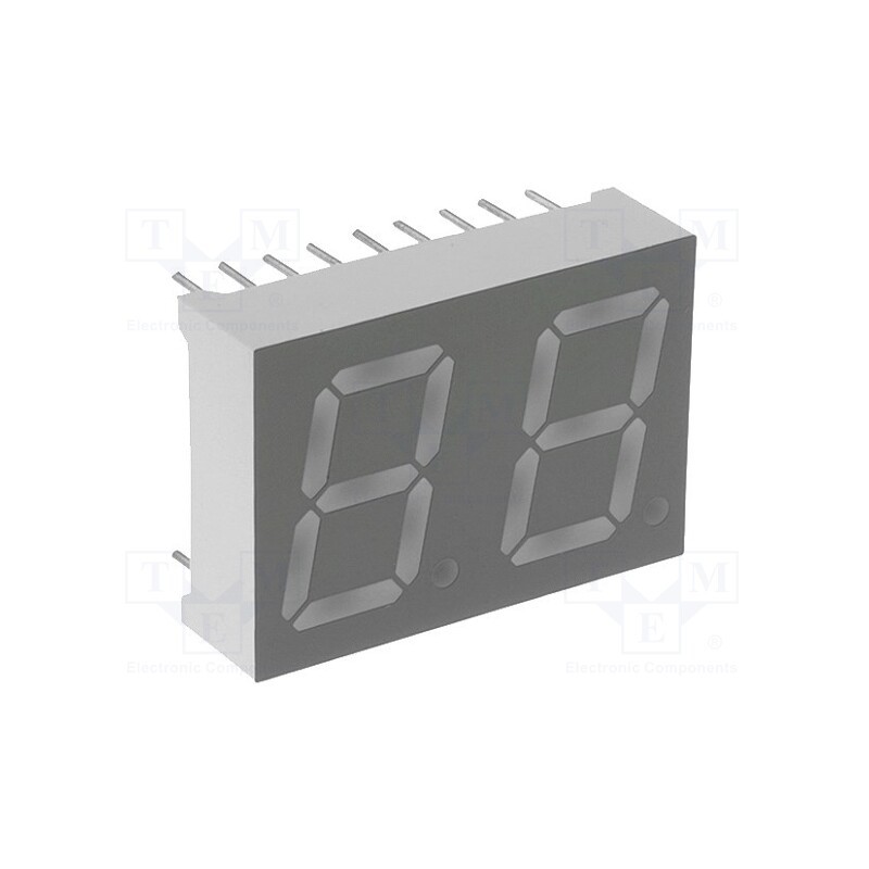 1 pcs x LUCKYLIGHT - KW2-521AGA - Display: LED, 7-segment, 13.2mm, 0.52', No.char: 2, yellow-green