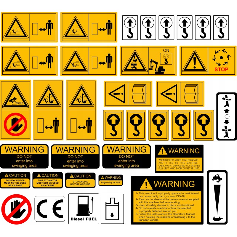 Takeuchi tb pictogram warning stickers