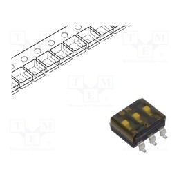 1 pcs x ECE - ESD103LDZ - Switch: DIP-SWITCH, Poles number: 3, OFF-ON, 0.025A/24VDC, Pos: 2