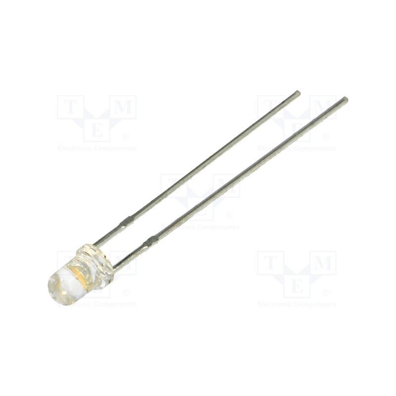 1 pcs x LUCKYLIGHT - LL-304WC4B-W6-3PD - LED, 3mm, white warm, 8000mcd, 30°, Front: convex, 2.8÷3.8V