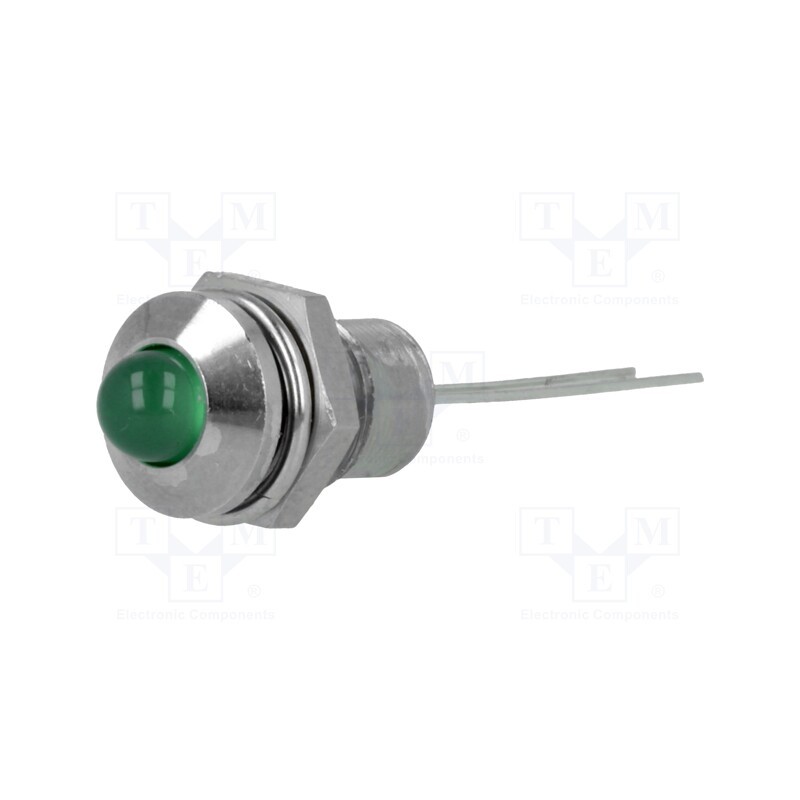 1 pcs x SIGNAL-CONSTRUCT - SMQS082 - Indicator: LED, prominent, green, Ø8.2mm, IP40, for PCB, brass