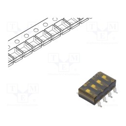1 pcs x ECE - ESD104LDZ - Switch: DIP-SWITCH, Poles number: 4, OFF-ON, 0.025A/24VDC, Pos: 2