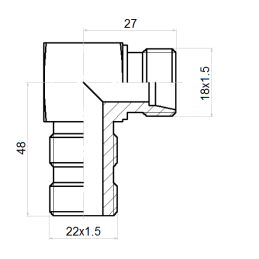 Angle hydraulic connection, nipple 22-18