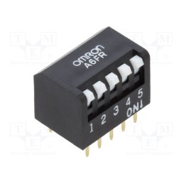 1 pcs x OMRON OCB - A6FR-5101 - Switch: DIP-SWITCH, Poles number: 5, ON-OFF, 0.025A/24VDC, Pos: 2
