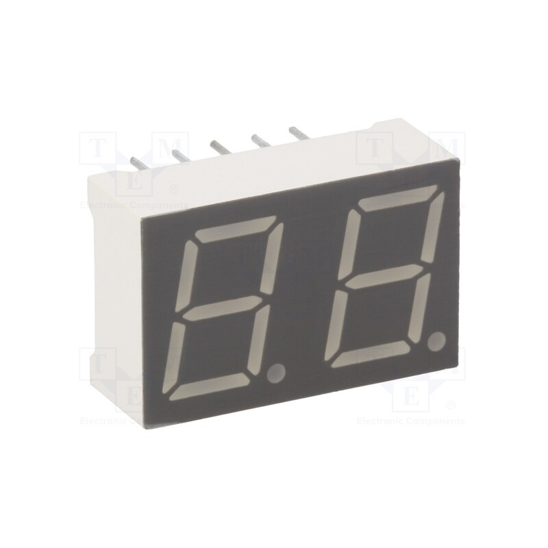 1 pcs x LUCKYLIGHT - KW2-391AVA - Display: LED, 7-segment, 10mm, 0.39', No.char: 2, red, 24÷48mcd