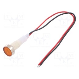 1 pcs x NINIGI - IND10P-24Y-W - Indicator: LED, flat, yellow, 24VDC, 24VAC, Ø10mm, leads 200mm