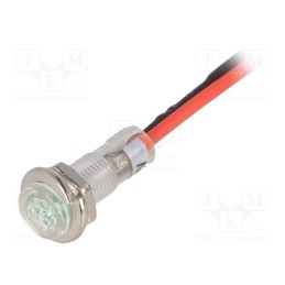 1 pcs x SCI - R9-79L-11-12GREEN - Indicator: LED, flat, green, 12VDC, Ø5.2mm, IP40, leads 100mm