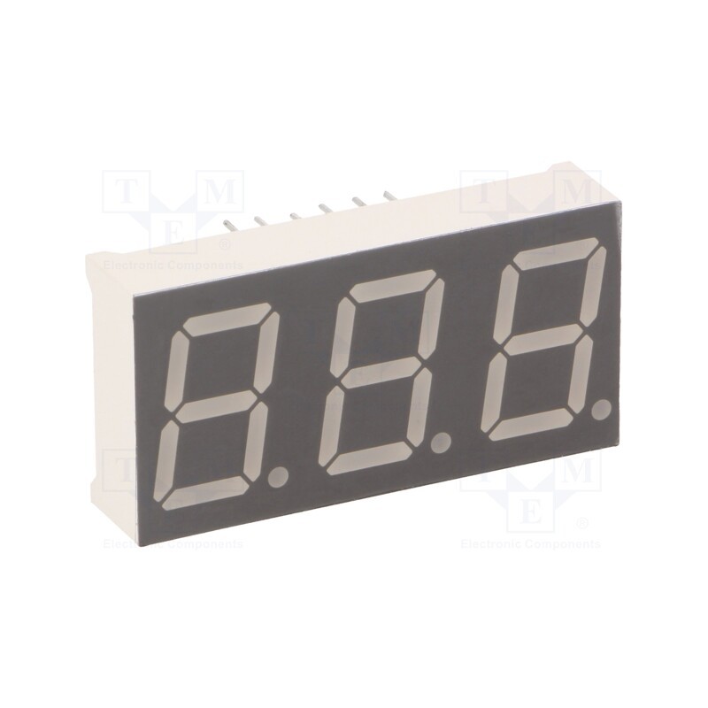 1 pcs x LUCKYLIGHT - KW3-567AVB - Display: LED, 7-segment, 14.2mm, 0.56', No.char: 3, red, 40÷80mcd