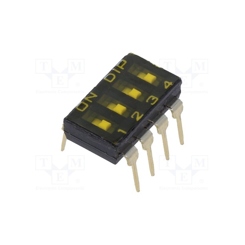 1 pcs x KNITTER-SWITCH - DBS 1004 - Switch: DIP-SWITCH, OFF-ON, 0.025A/24VDC, Pos: 2, -40÷85°C, PCB,THT