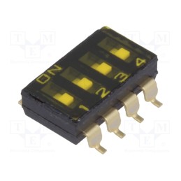 1 pcs x OMRON OCB - A6S-4102-H - Switch: DIP-SWITCH, Poles number: 4, ON-OFF, 0.025A/24VDC, Pos: 2