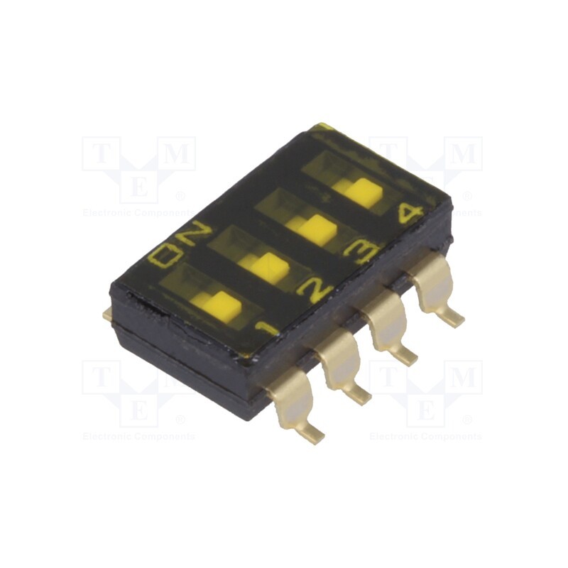 1 pcs x OMRON OCB - A6S-4102-H - Switch: DIP-SWITCH, Poles number: 4, ON-OFF, 0.025A/24VDC, Pos: 2